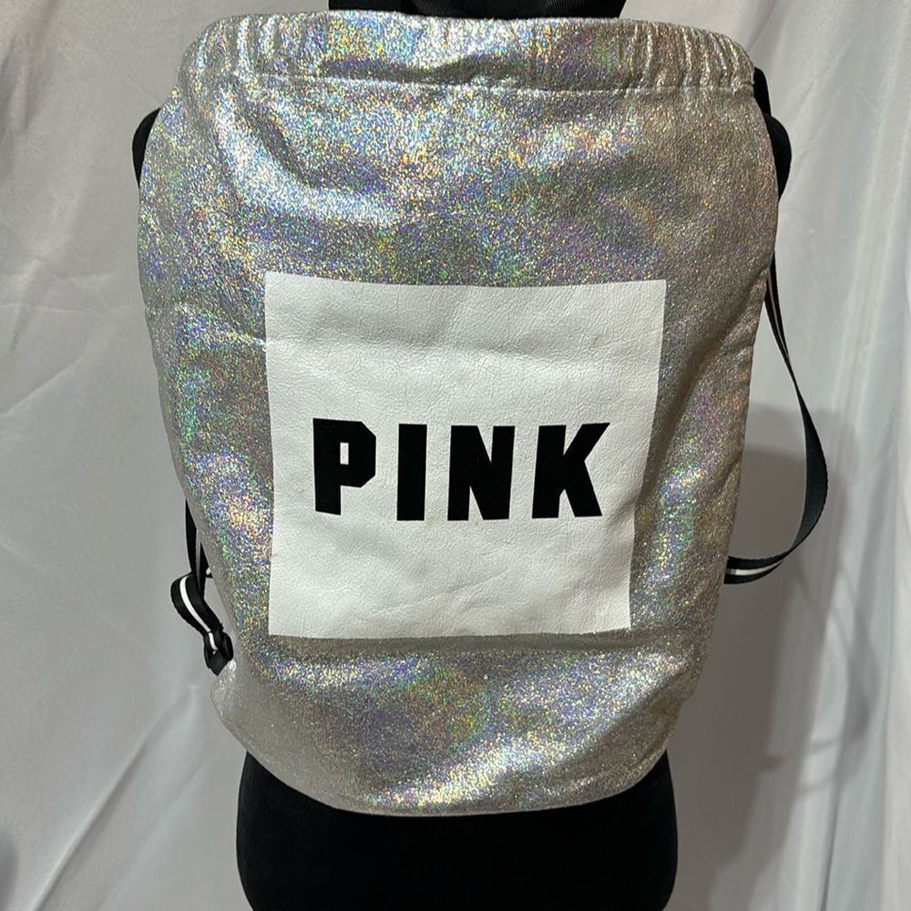 PINK Drawstring Glitter Bag
